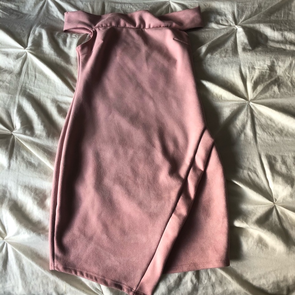 light pink off the shoulder dress